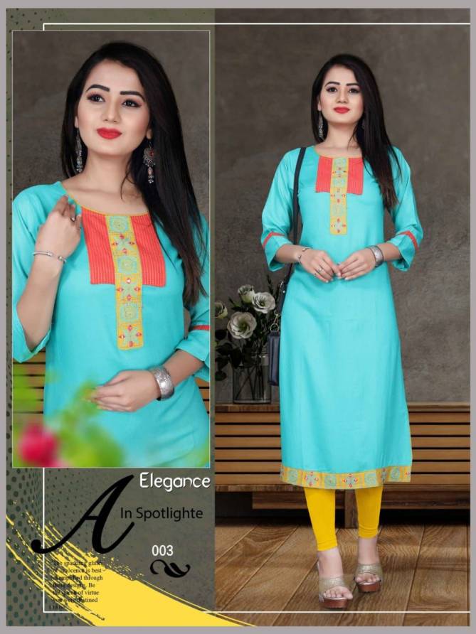 Elegance 001 Fancy Casual Daily Wear Rayon Kurti Collection